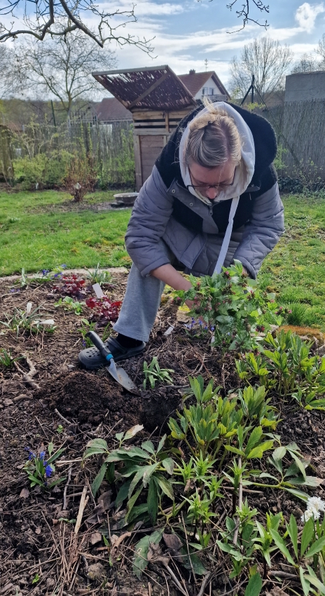 Bücken bei der Gartenarbeit